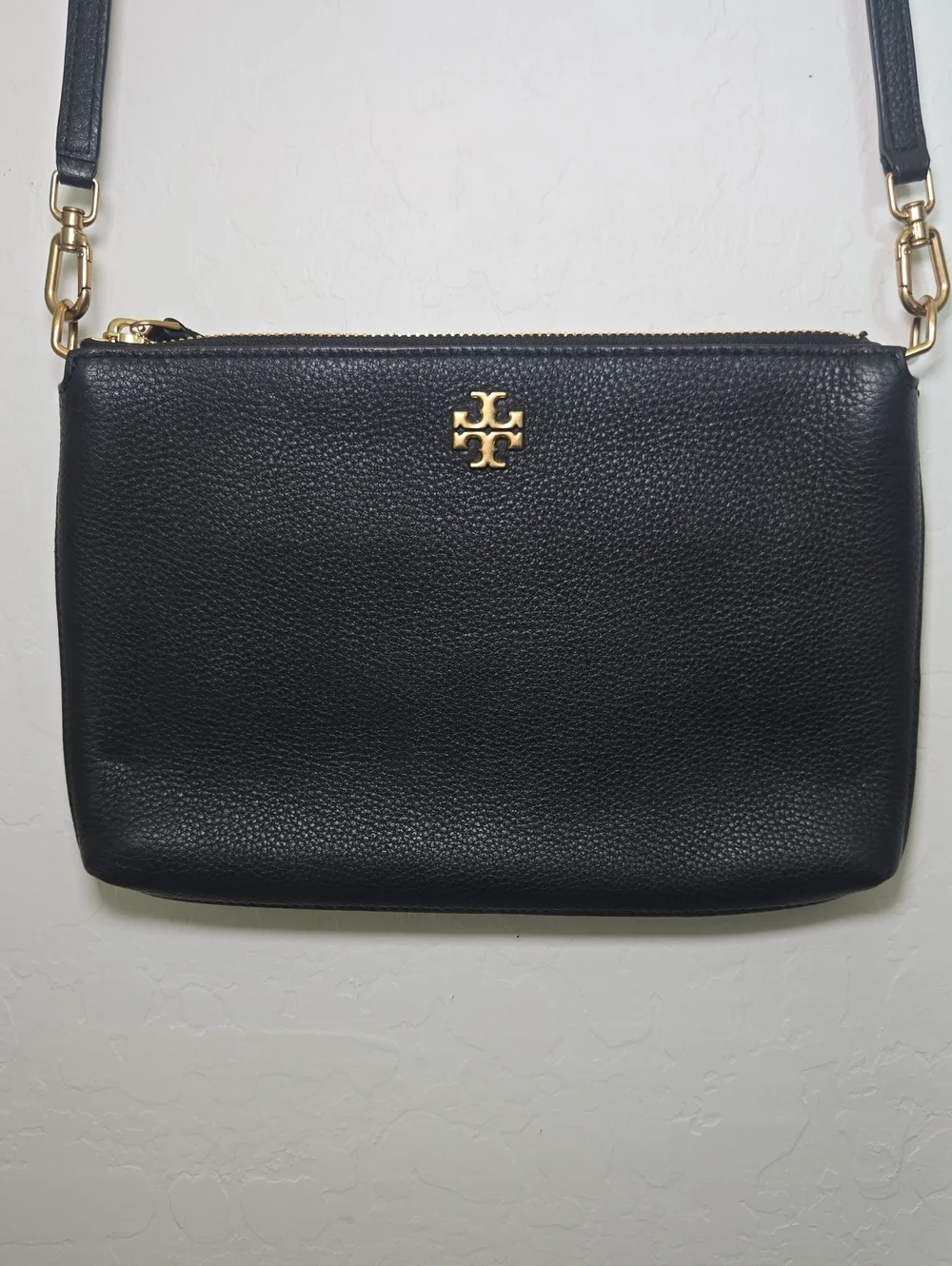 Tory Burch Small Kira Pebbled Leather Top-Zip Crossbody Bag Handbag Purse